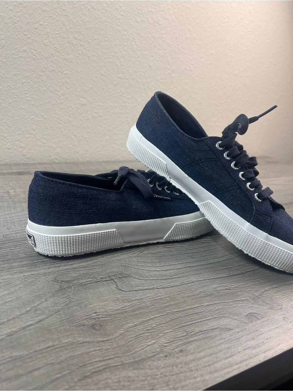 Superga Navy Canvas Classic Lace-Up Sneakers Women’s Size 8(39)